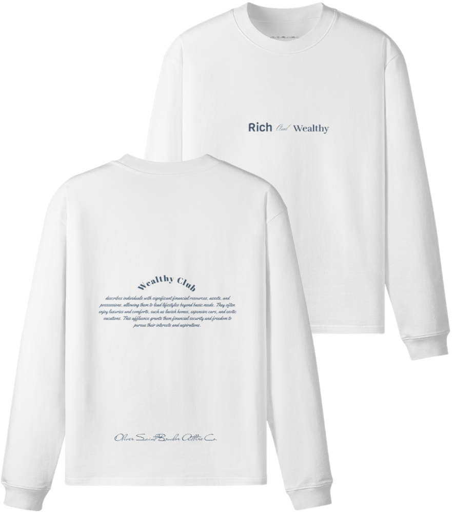 "Rich And Wealthy" - Blue Logo Crew Neck